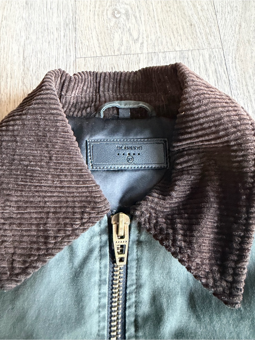 Blank NYC Dark Green Bomber Jacket with Corduroy Collar - Women - Picture 3 of 5